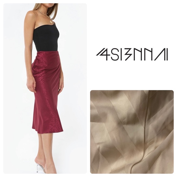 4SI3NNA Dresses & Skirts - 4Si3nna Valeria Skirt Luxe Satin Champagne…